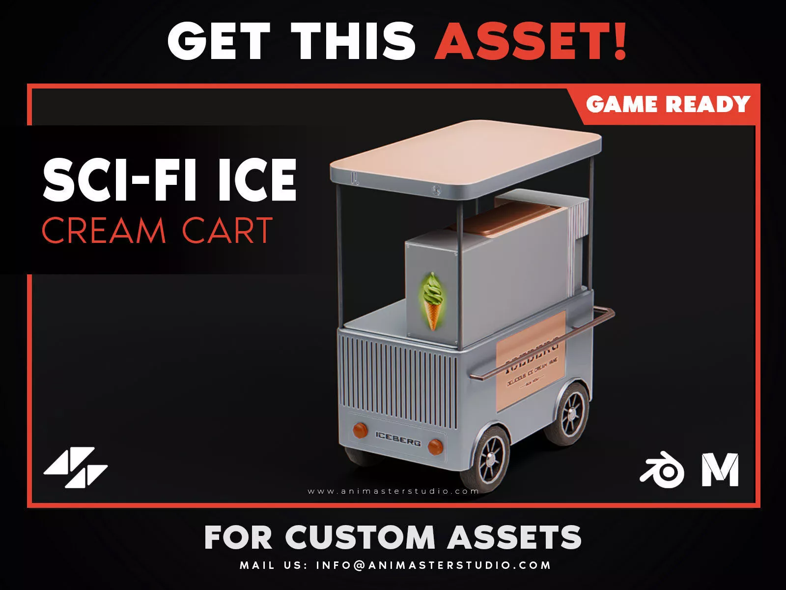 Futuristic Ice Cream Cart Low-poly 3D model