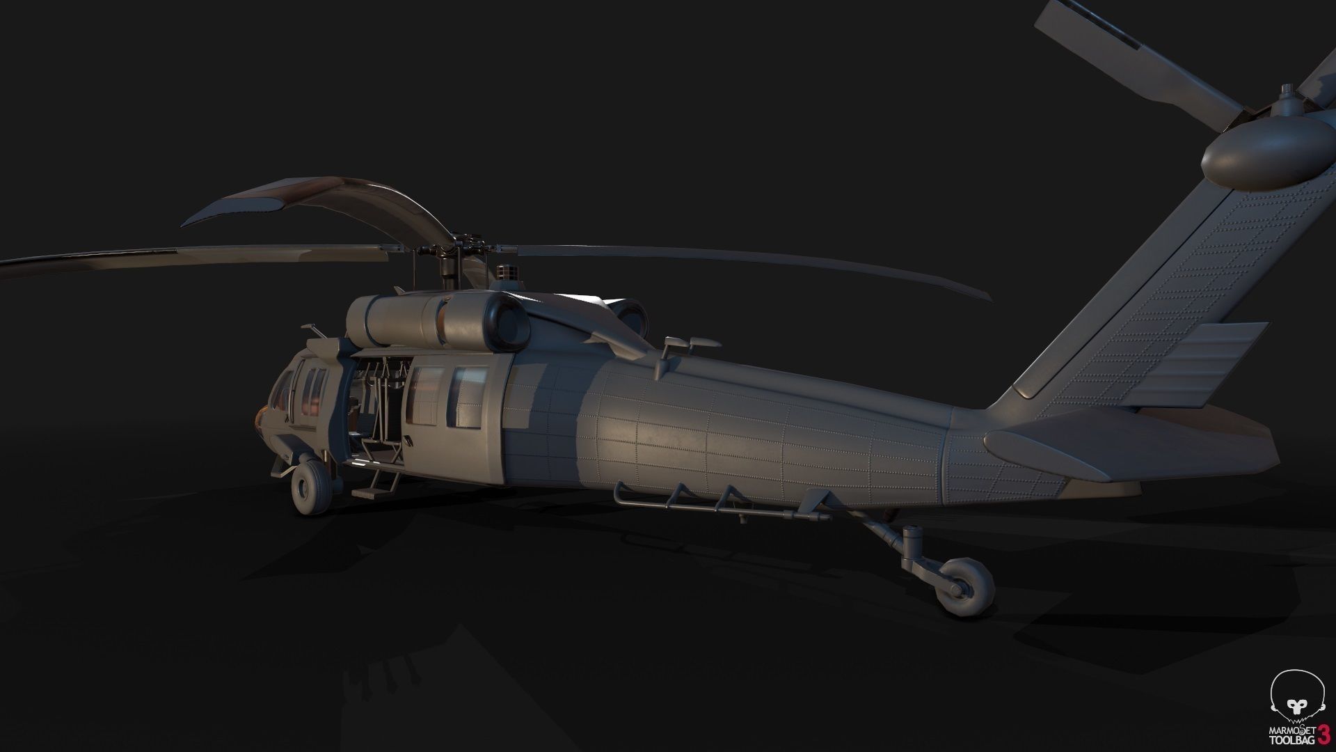 Low Poly PBR Medium Lift Utility Helicopter Low-poly 3D model_14