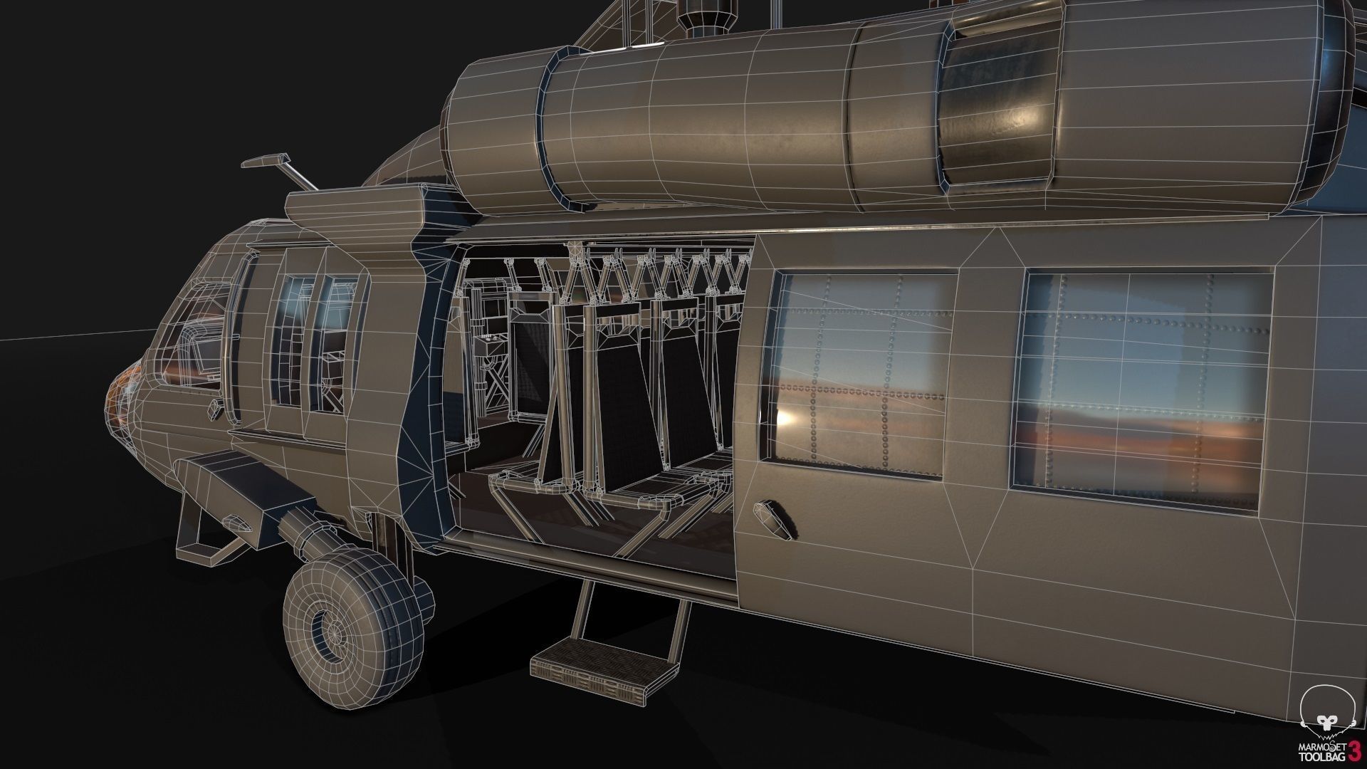 Low Poly PBR Medium Lift Utility Helicopter Low-poly 3D model_21