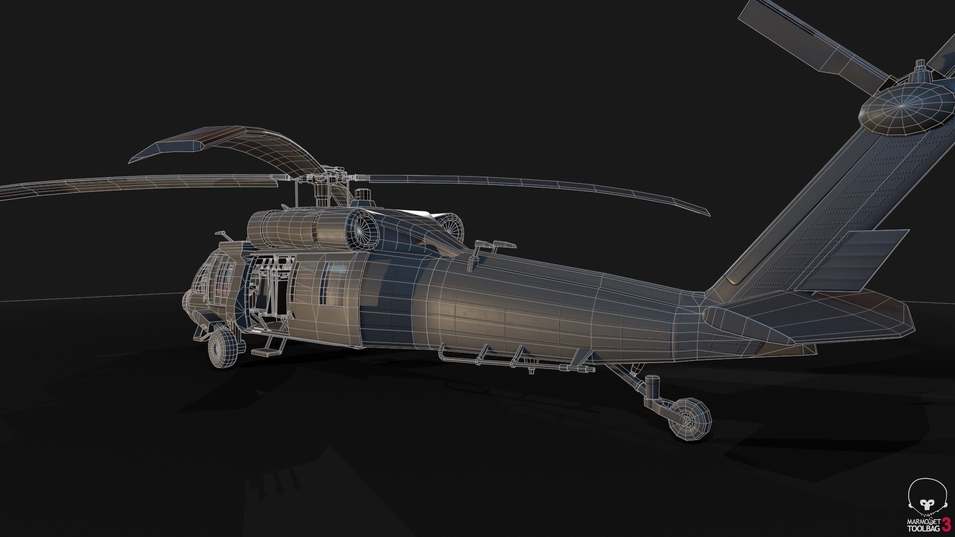 Low Poly PBR Medium Lift Utility Helicopter Low-poly 3D model_15