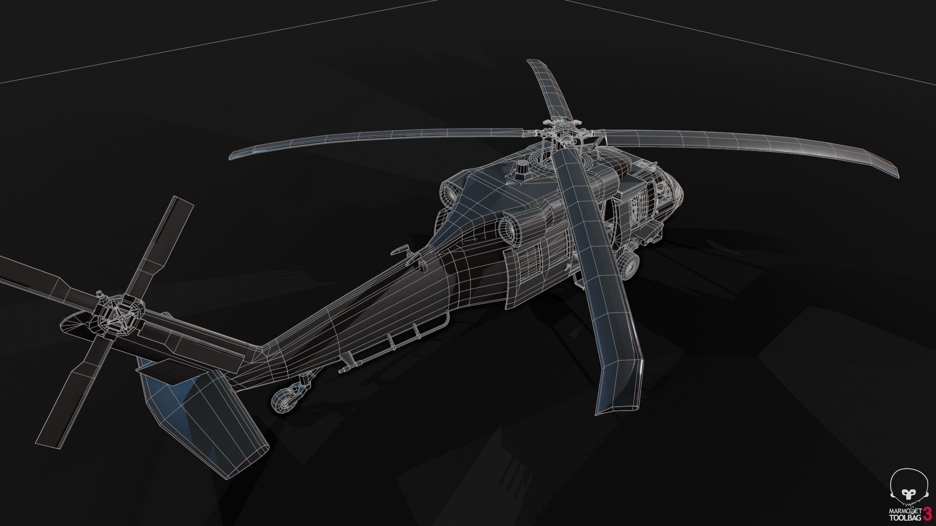 Low Poly PBR Medium Lift Utility Helicopter Low-poly 3D model_17
