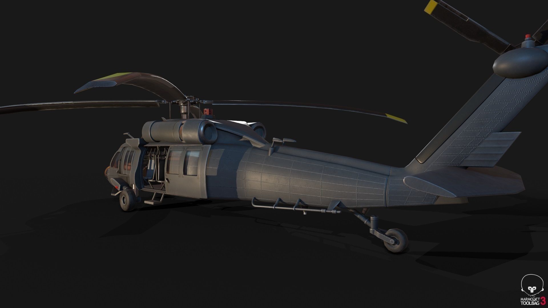 Low Poly PBR Medium Lift Utility Helicopter Low-poly 3D model_2