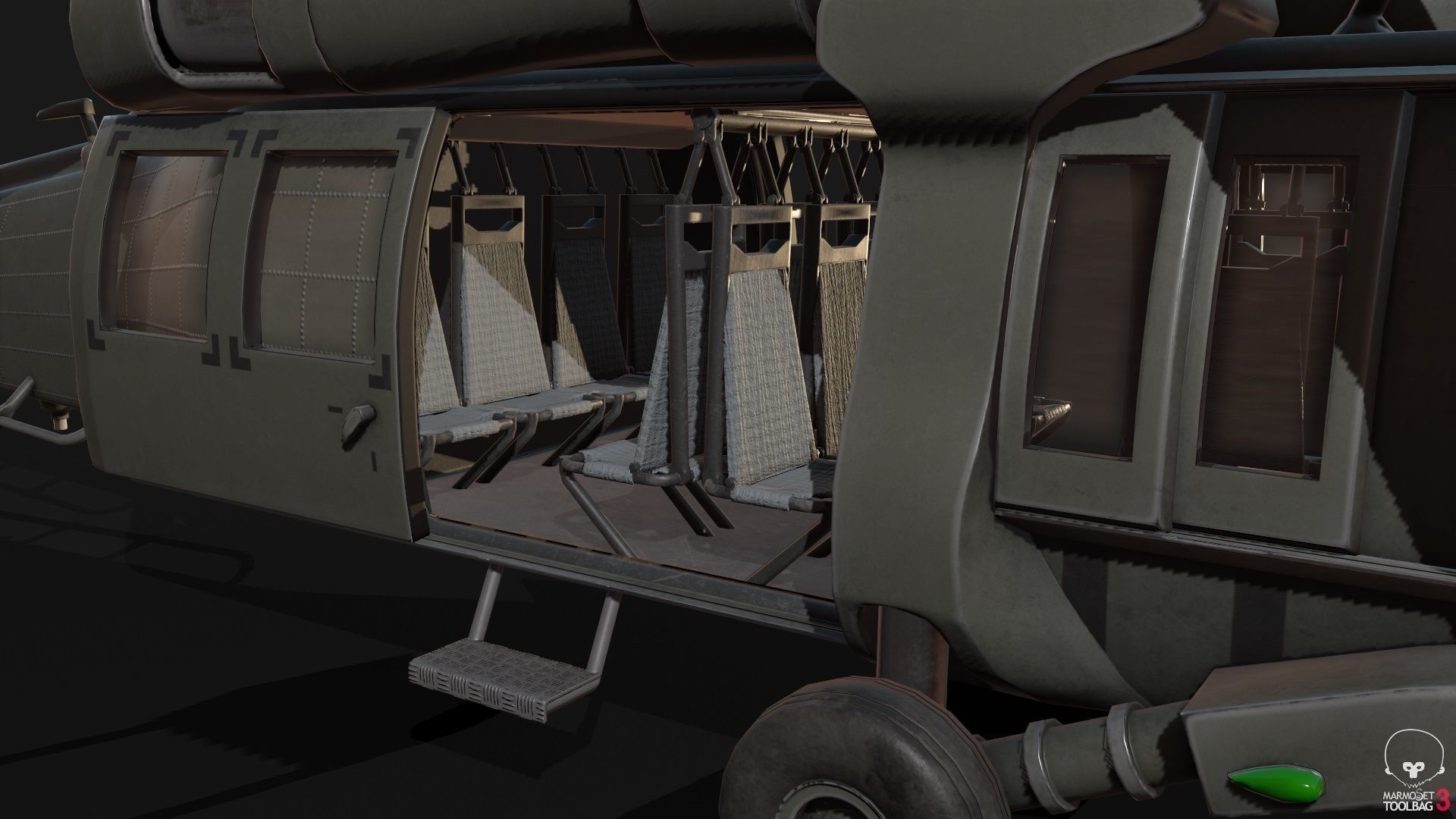 Low Poly PBR Medium Lift Utility Helicopter Low-poly 3D model_7