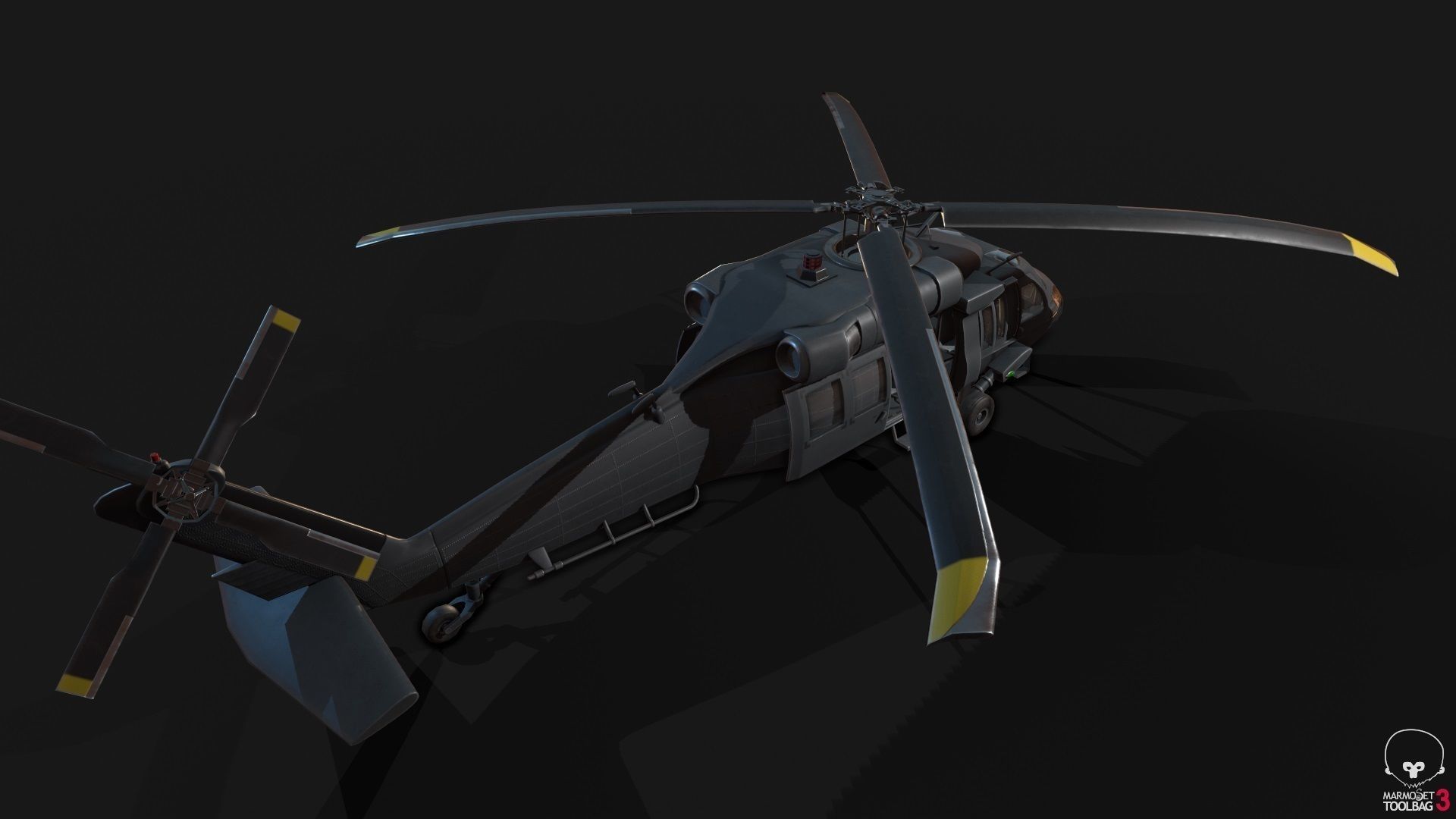 Low Poly PBR Medium Lift Utility Helicopter Low-poly 3D model_4