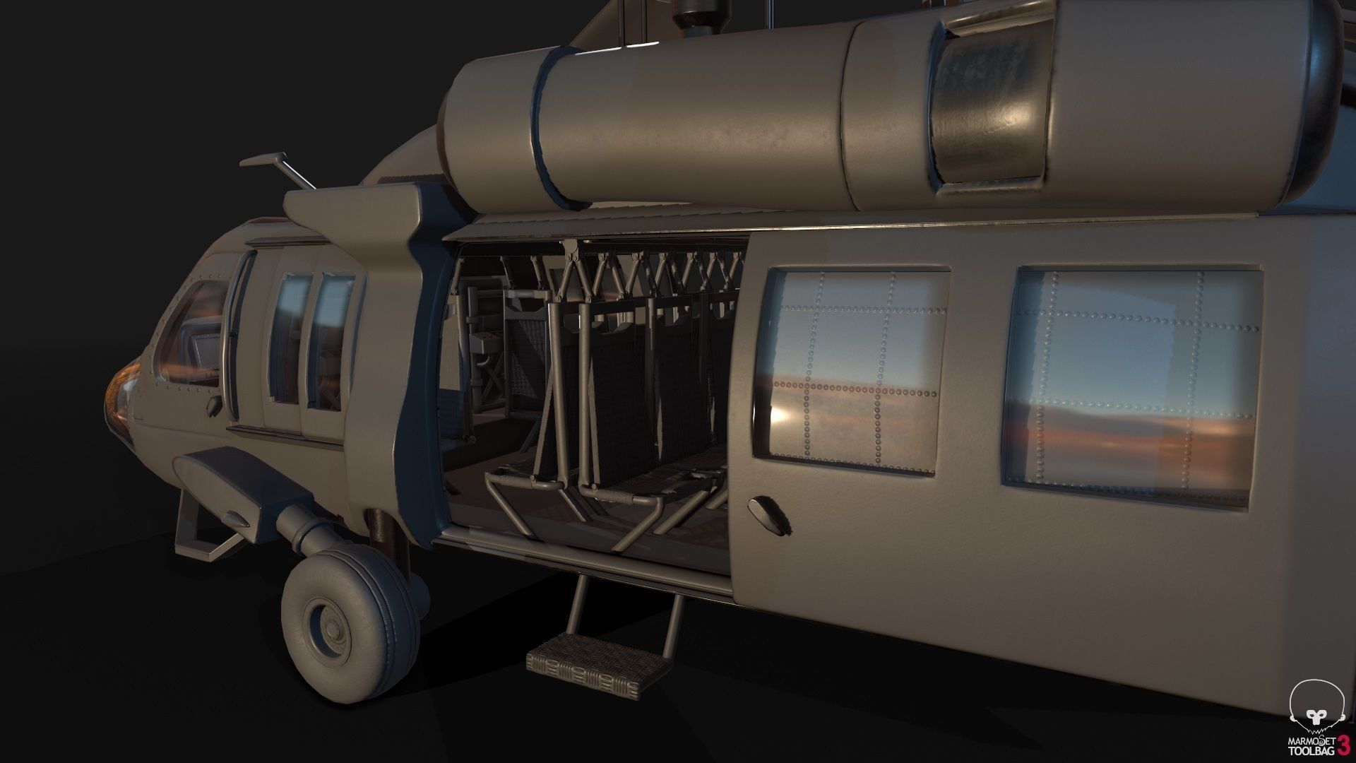 Low Poly PBR Medium Lift Utility Helicopter Low-poly 3D model_20