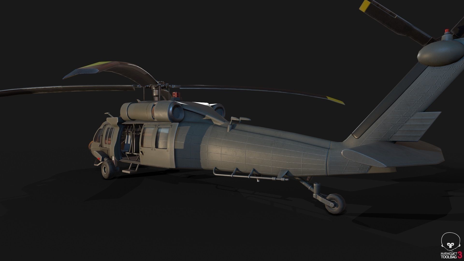 Low Poly PBR Medium Lift Utility Helicopter Low-poly 3D model_3