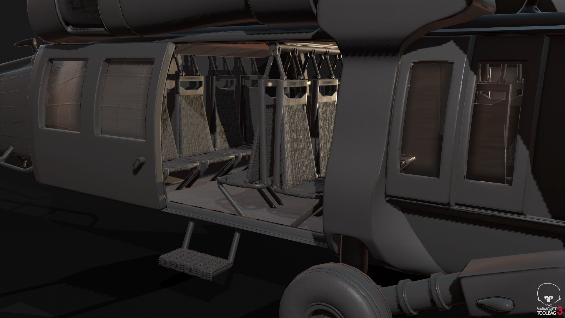 Low Poly PBR Medium Lift Utility Helicopter Low-poly 3D model_18