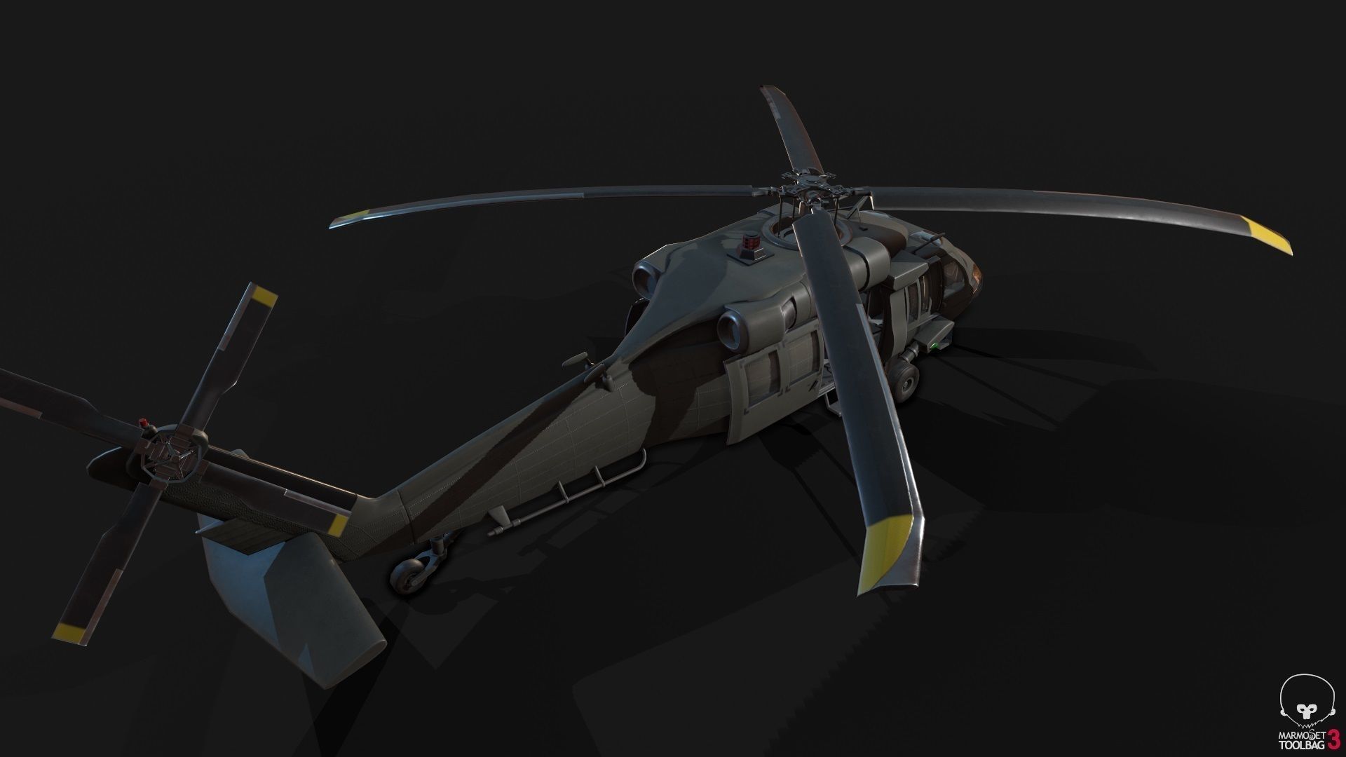 Low Poly PBR Medium Lift Utility Helicopter Low-poly 3D model_5