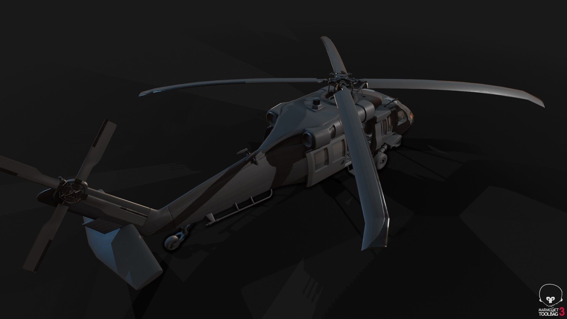 Low Poly PBR Medium Lift Utility Helicopter Low-poly 3D model_16
