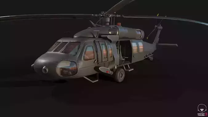 Low Poly PBR Medium Lift Utility Helicopter Low-poly 3D model