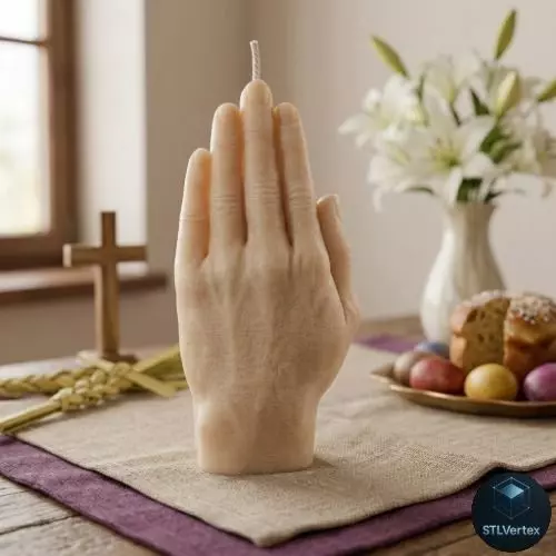 Realistic Hand Candle 3D Printable Model 3D print model