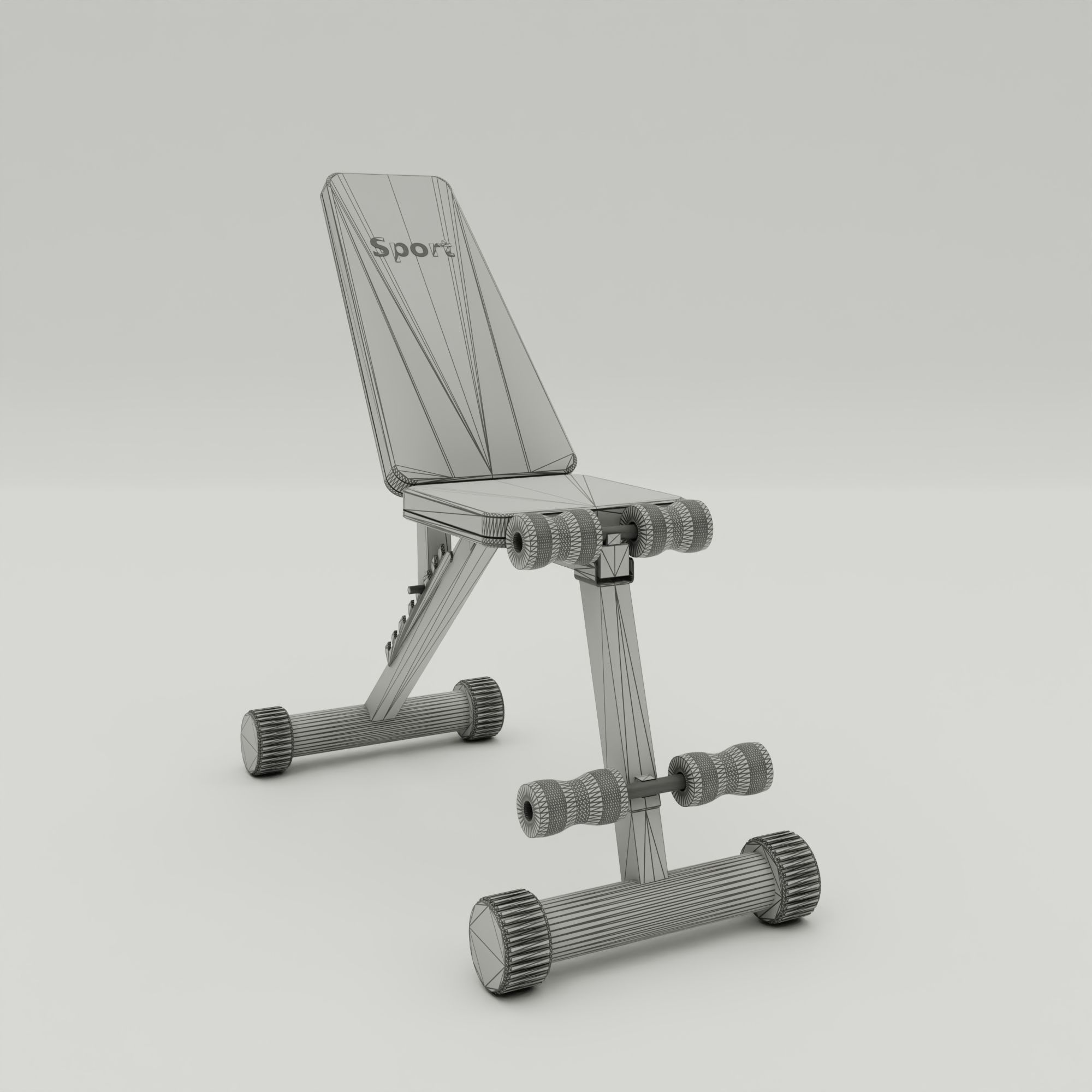 Gym bench 3D model_7