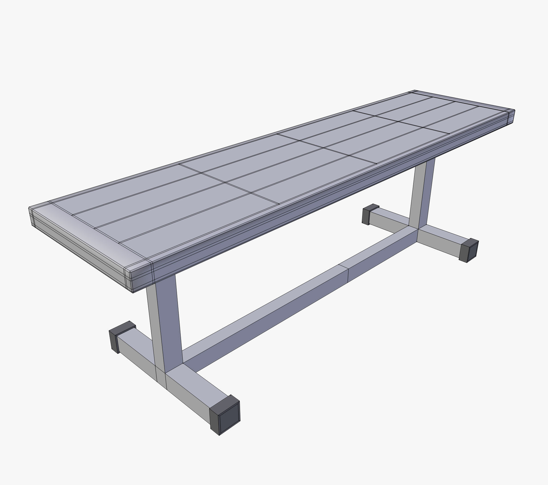Gym bench 3D model_9