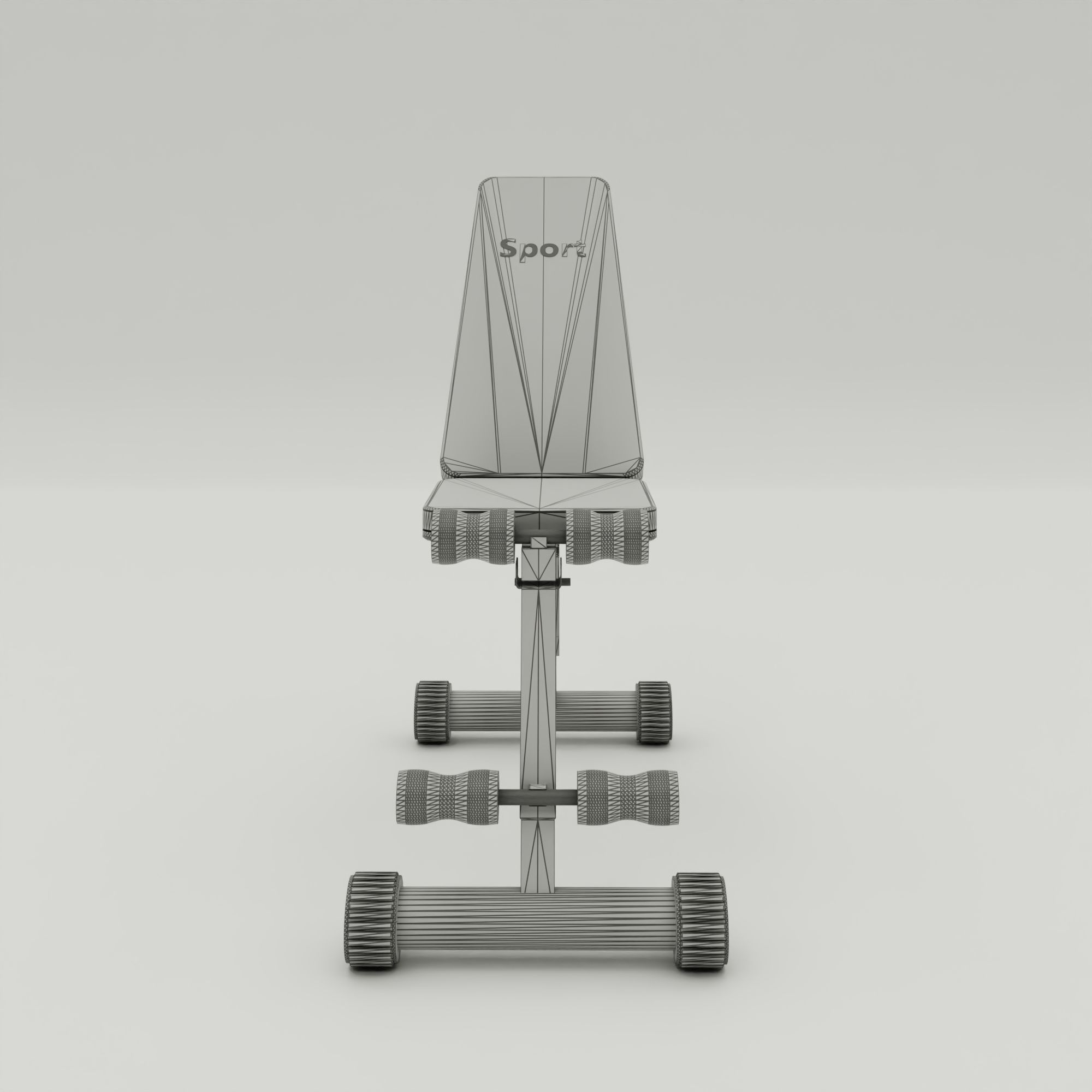 Gym bench 3D model_6