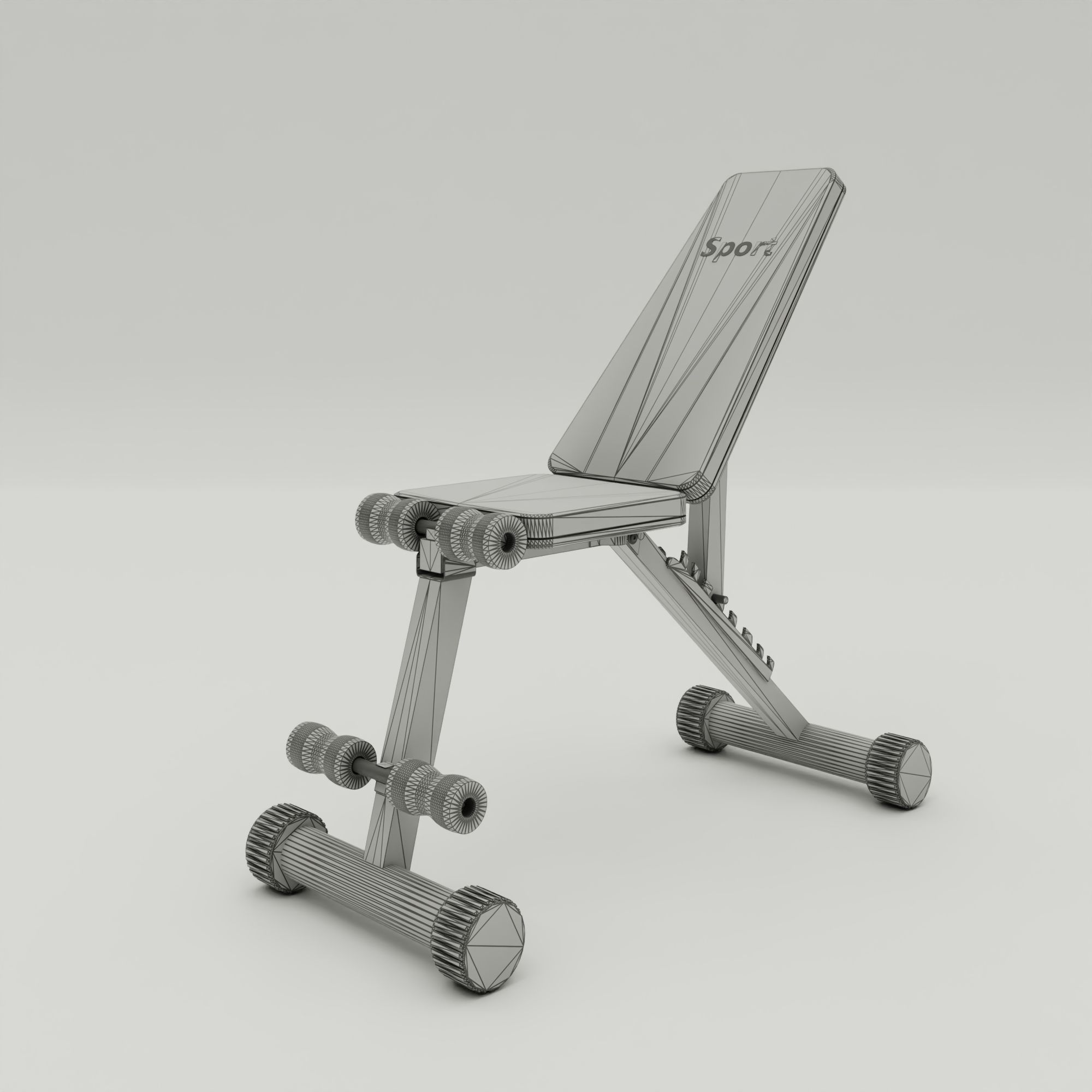 Gym bench 3D model_5