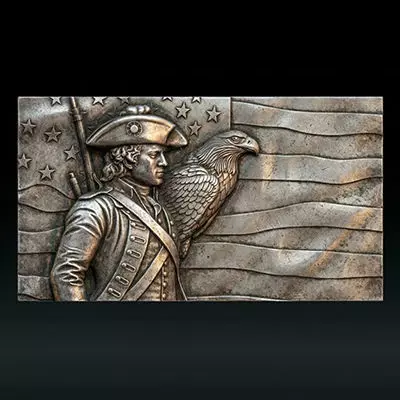 American Patriot Soldier and Eagle Relief 3D print model