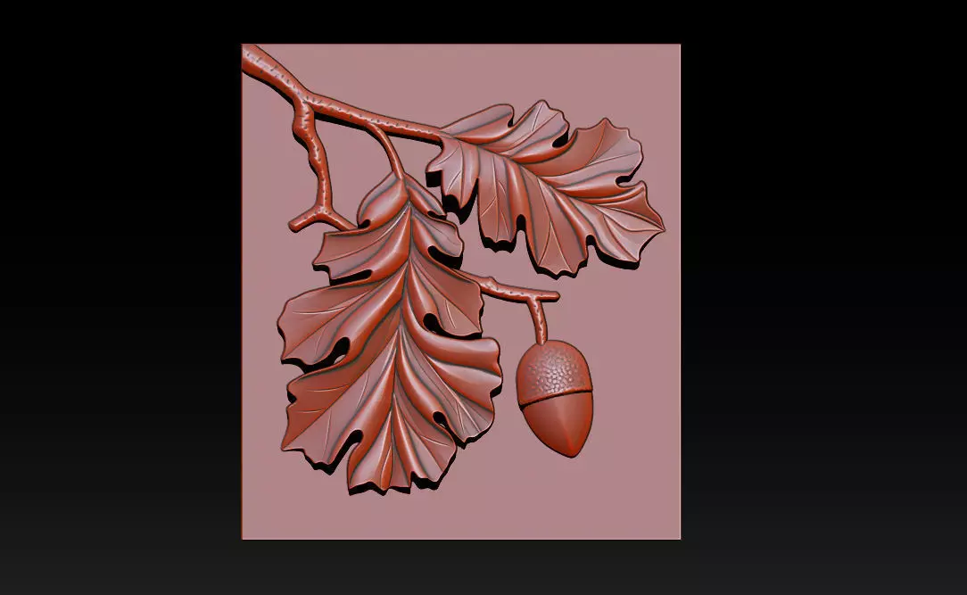 Oak Leaves and Acorn Relief 3D Model for CNC Free 3D print model