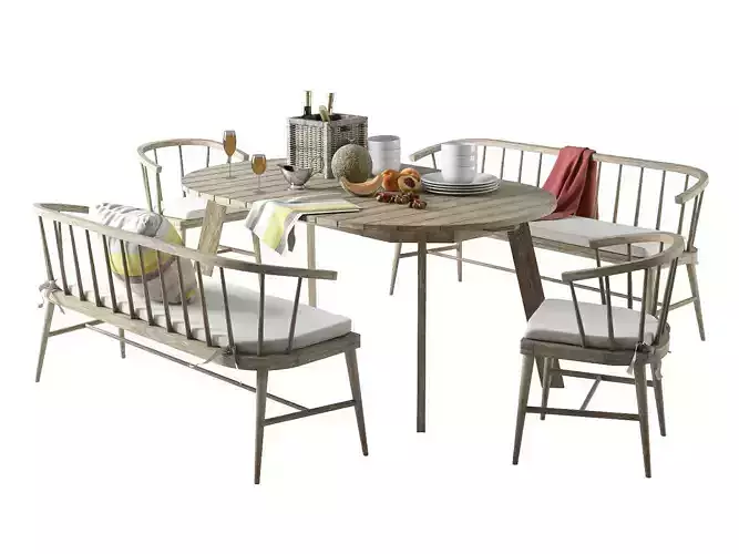 West Elm Dexter Dining Set 3D model