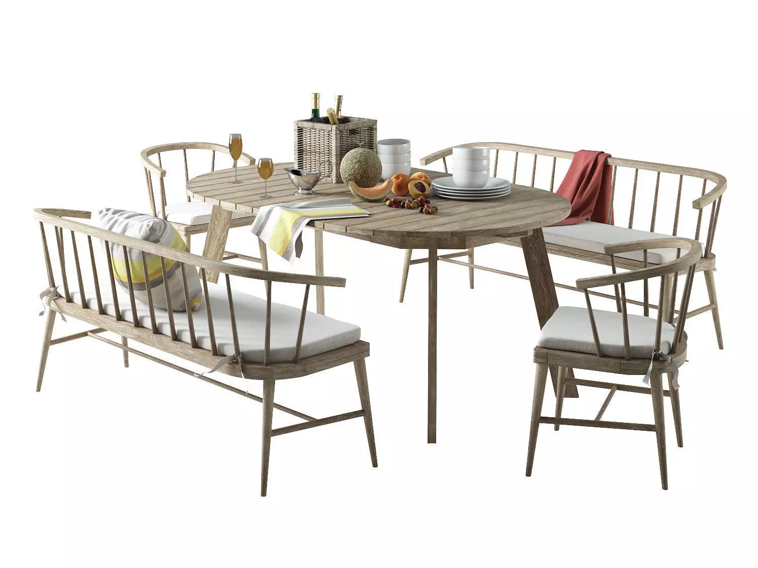 West Elm Dexter Dining Set 3D model_0