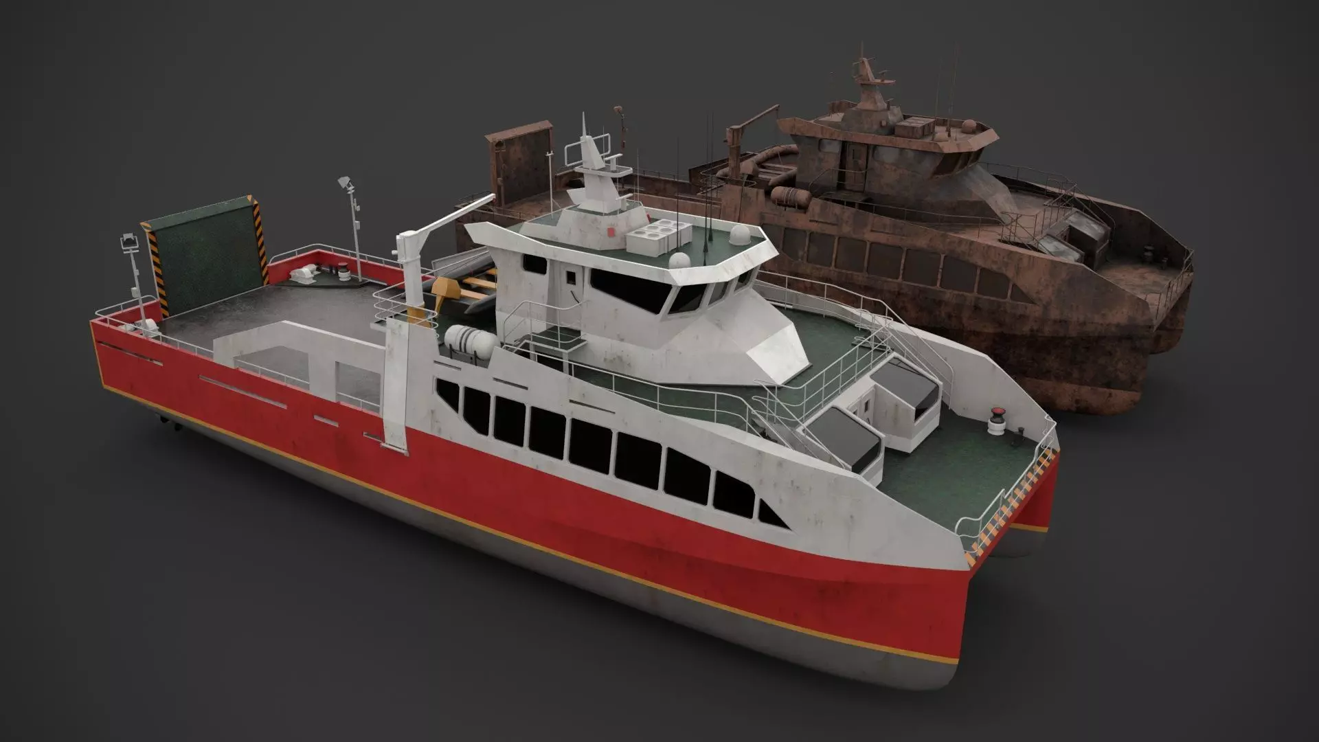 Cargo ferry Low-poly 3D model