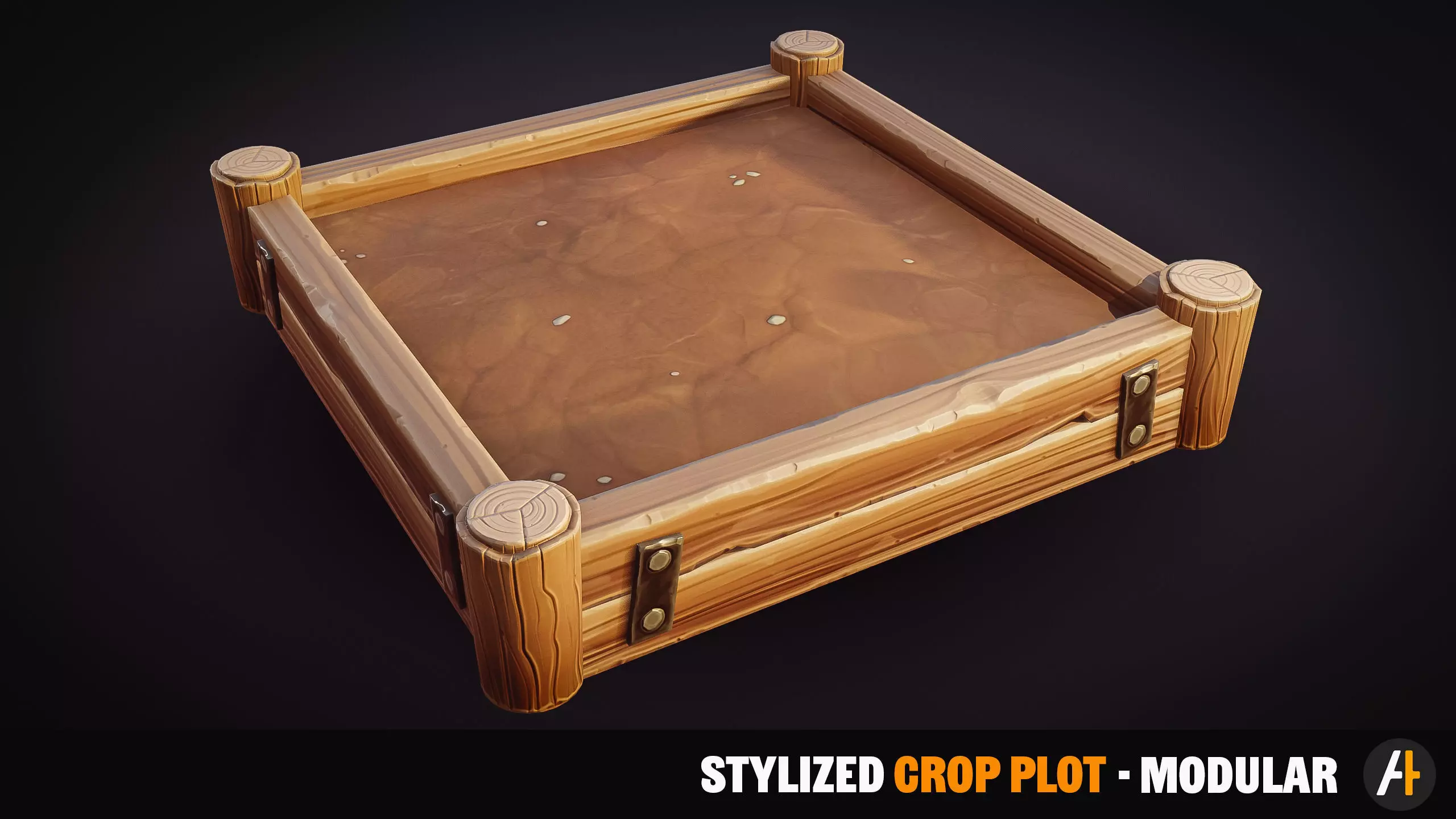 Stylized Planting Crop Plot - Modular Set - Farming Pack Low-poly 3D model