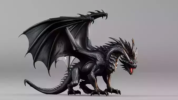 S00057 Black Dragon Attack Pose