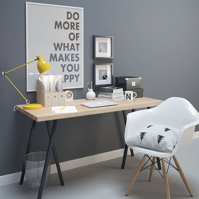 Desk and Decor 3D model_1