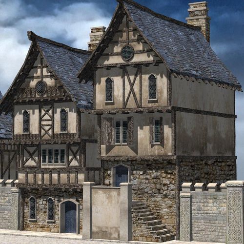 Medieval Street for 3ds obj Unity Low-poly 3D model 3