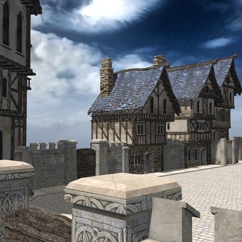 Medieval Street for 3ds obj Unity Low-poly 3D model 4