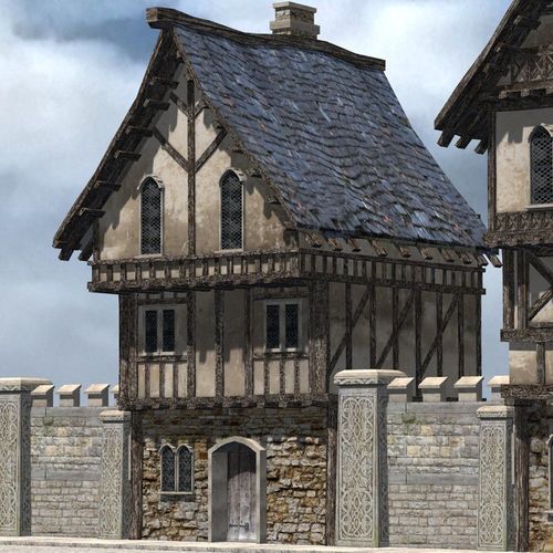 Medieval Street for 3ds obj Unity Low-poly 3D model 6