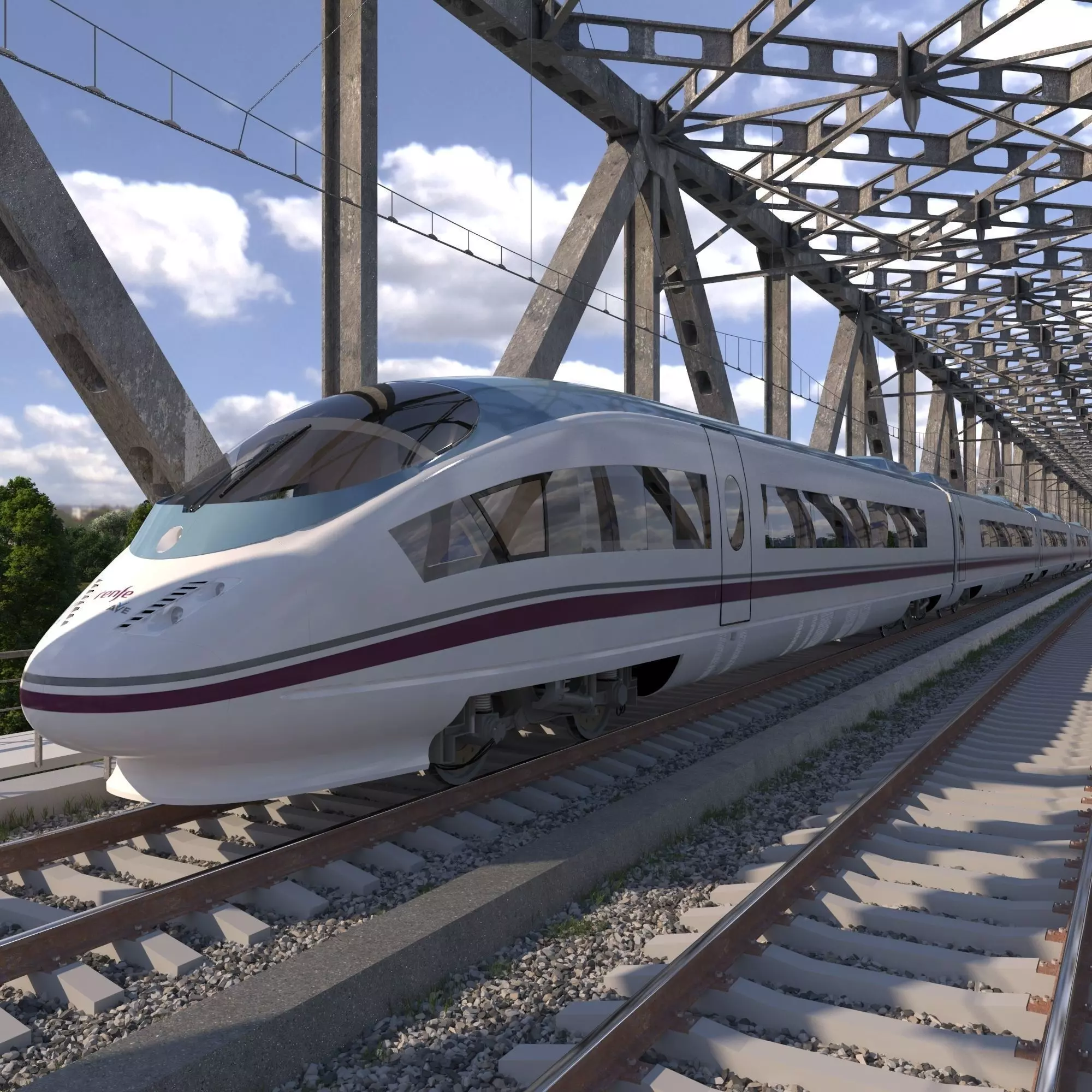 High-speed Electric Train Siemens Velaro AVE Renfe Spain  3D model_0