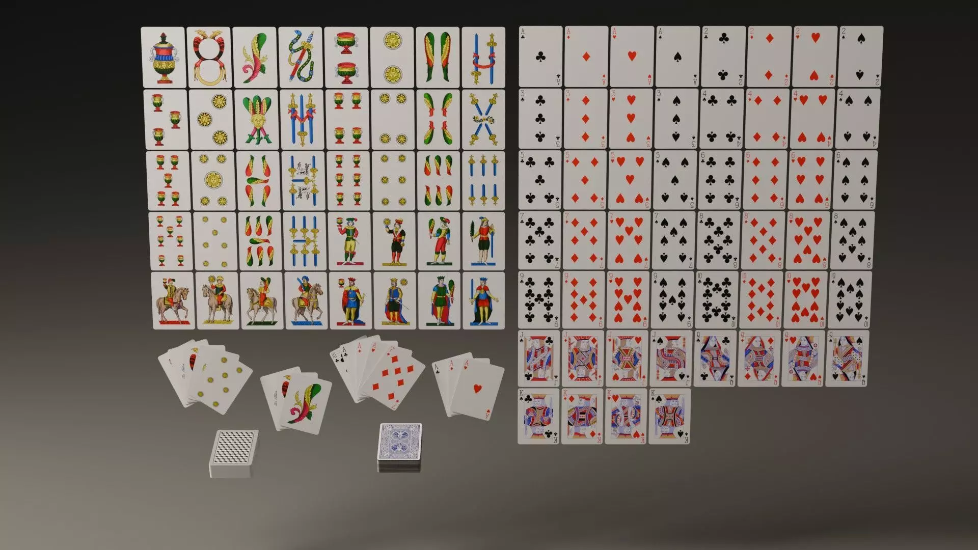 French and Neapolitan Cards Low-poly 3D model