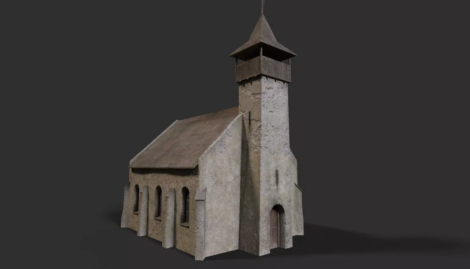 Medieval church Low-poly 3D model