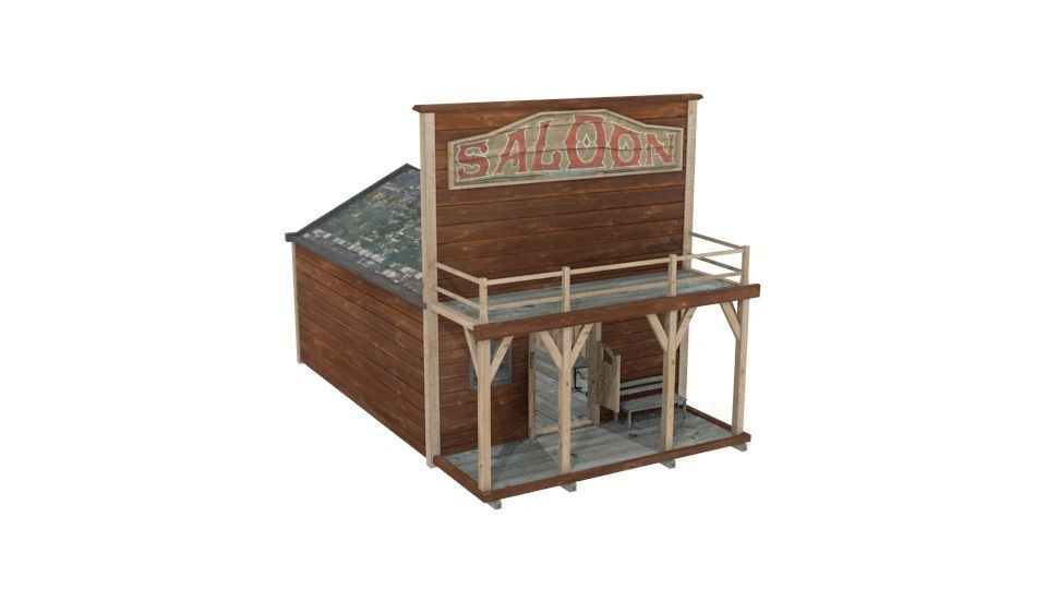 Western saloon lowpoly Free low-poly 3D model