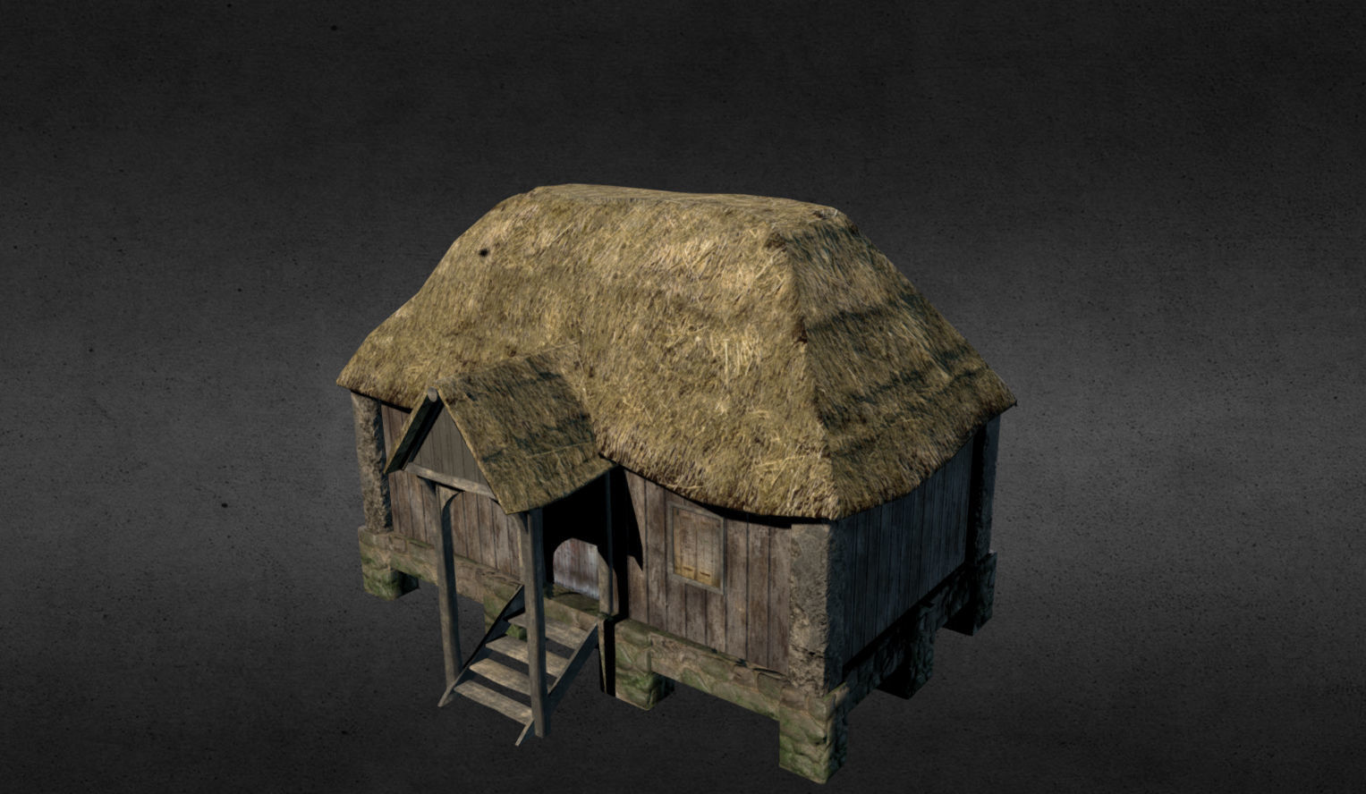 Medieval house Low-poly 3D model_1