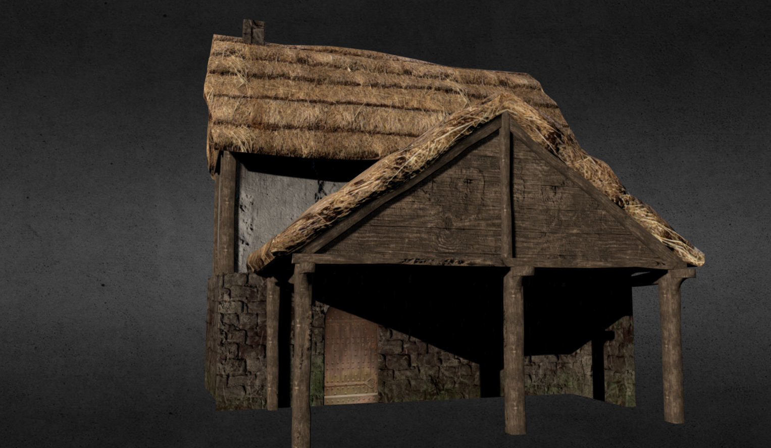 Medieval house Low-poly 3D model_1