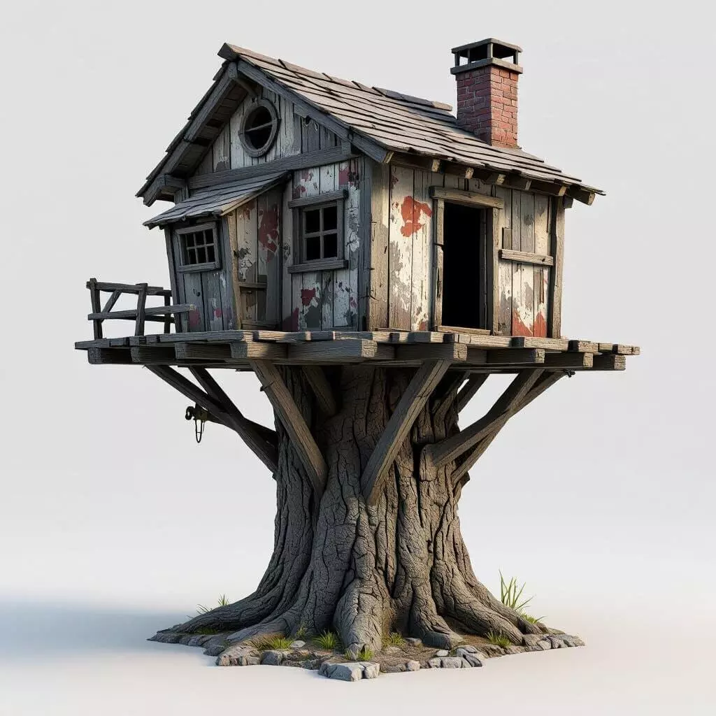COD Inspired Treehouse Hideout Game Terrain VR Asset 3D print model