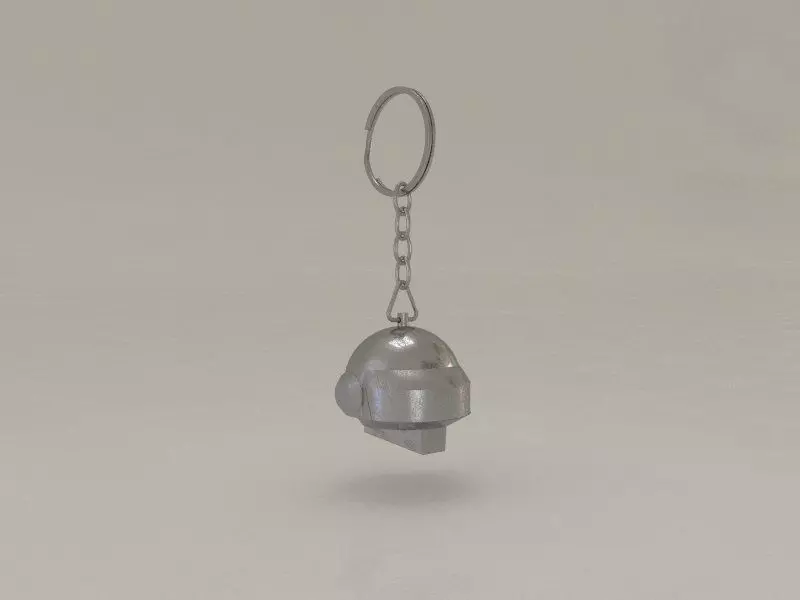 Daft Punk silver helmet keychain Free 3D print model