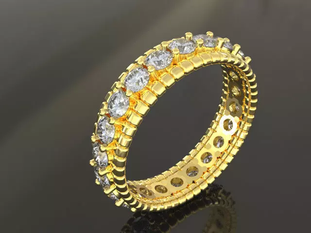 Eclipse Eternity Ring Gold Diamond 3D Model 3D print model