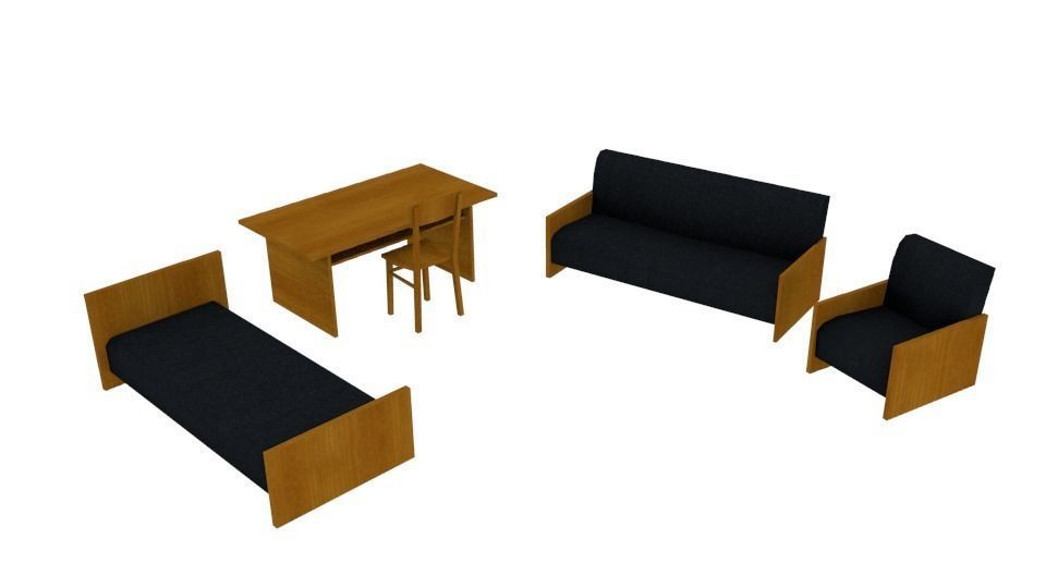 Old furniture set -2 Free low-poly 3D model_0