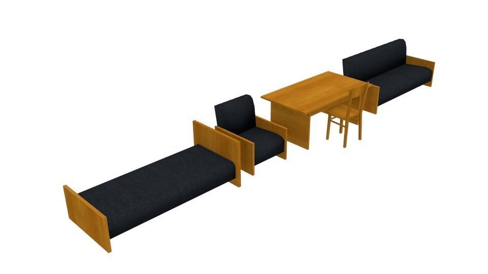 Old furniture set -2 Free low-poly 3D model_1