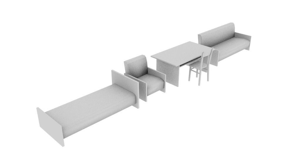 Old furniture set -2 Free low-poly 3D model_3