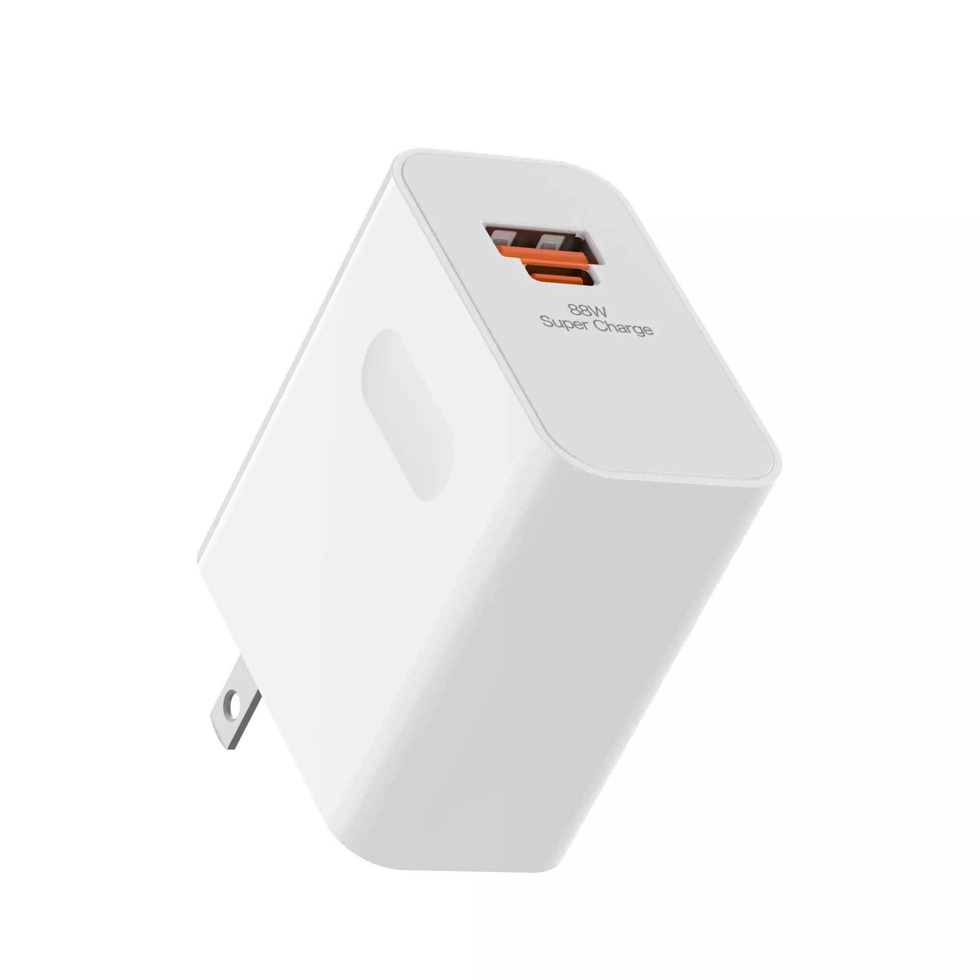 88W USB-C and USB-A Dual Port GaN Wall Charger 3D Model 3D model