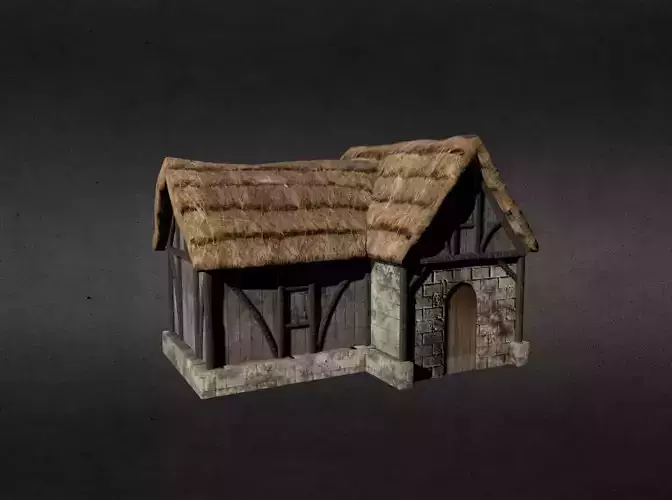 Medieval house Low-poly 3D model