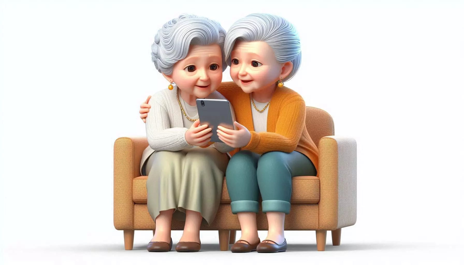 Two Old Ladies Sitting Sculpture 3D print model