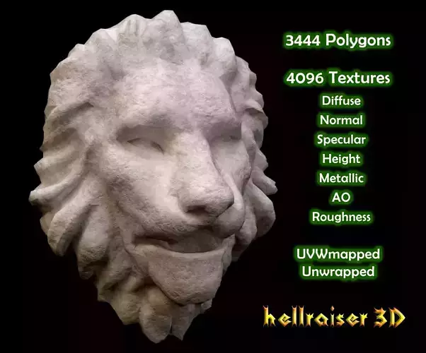 Lion Head - PBR - Textured