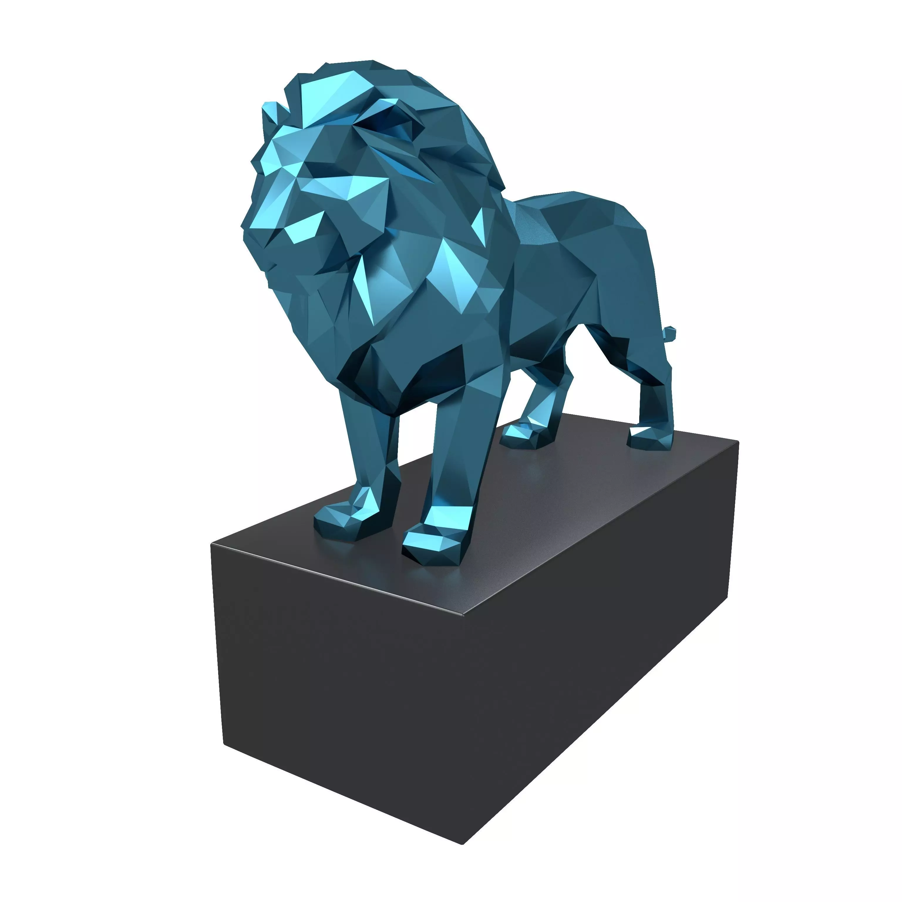 Lion Sculpture v1 005 Low-poly 3D model