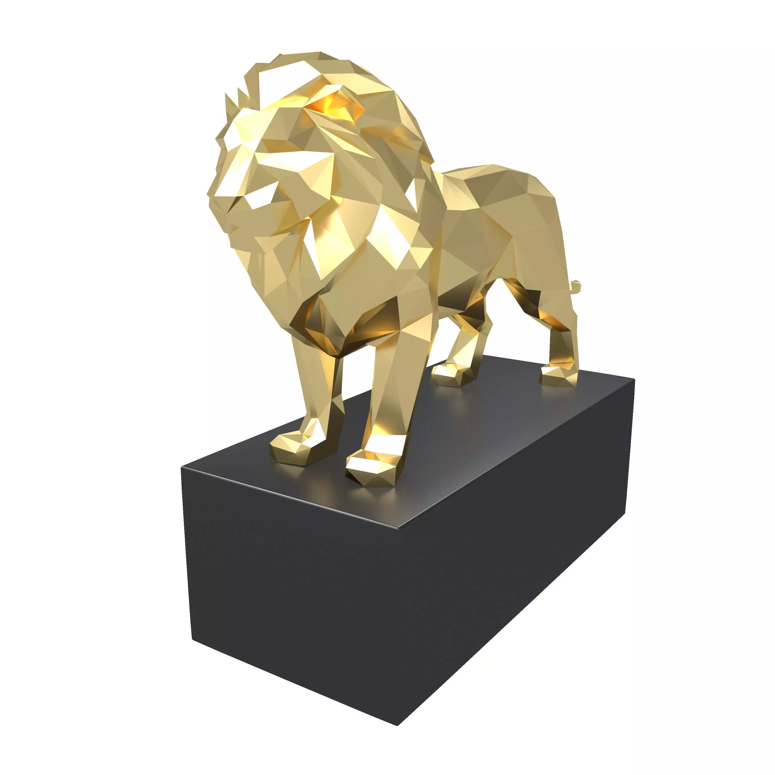 Lion Sculpture v1 007 Low-poly 3D model