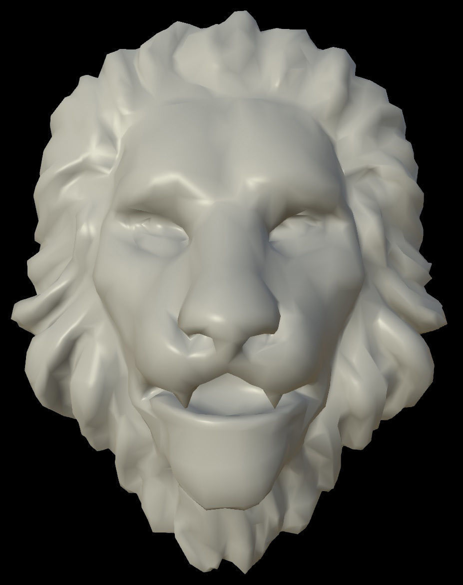 Lion Head Low-poly 3D model_2