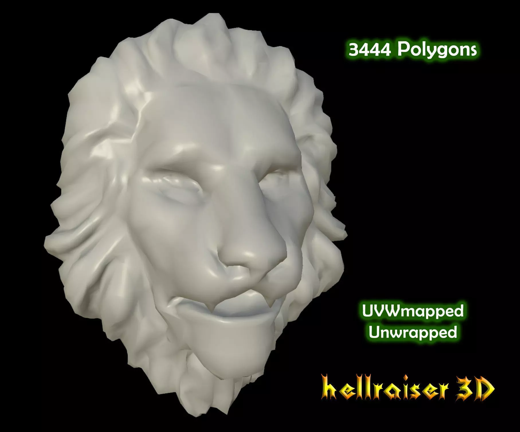 Lion Head Low-poly 3D model_0